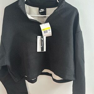 Nike Women's black and white polkadot loose oversized crop, quarter zip